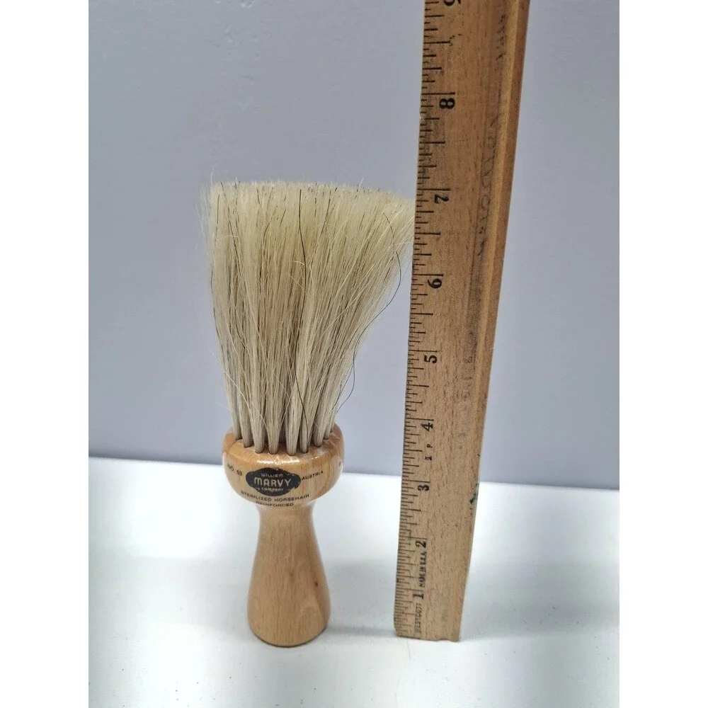 Vintage William Marvy No 53 Horsehair Wood Barber Neck Duster Brush 7